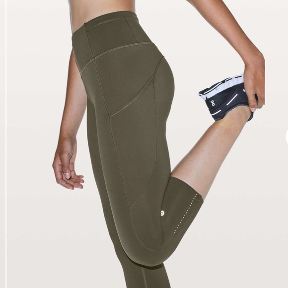 lululemon athletica Pants - Lululemon Fast & Free Crop Nulux 19" Dark Olive Size 10